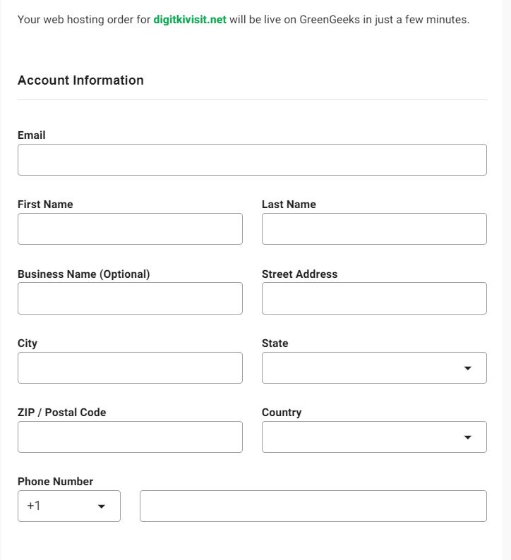 Green geek Personal information form